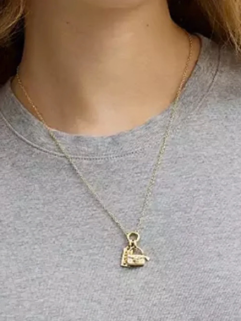 Coach Handbag Charm Pendant Gold Tone Necklace